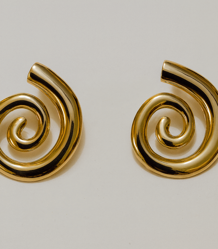 Gold Spiral Statement Stud Earrings