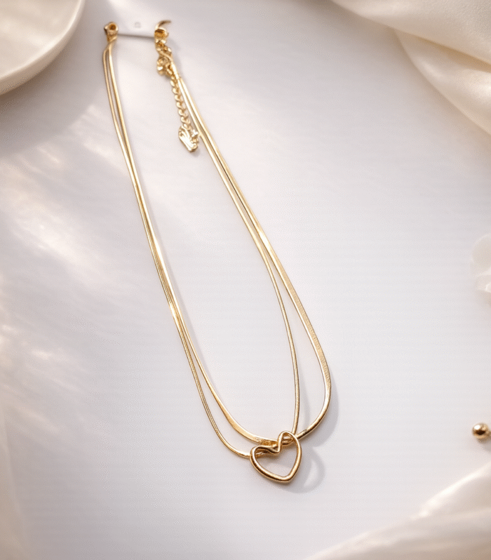 Gold Double-Layer Heart Pendant