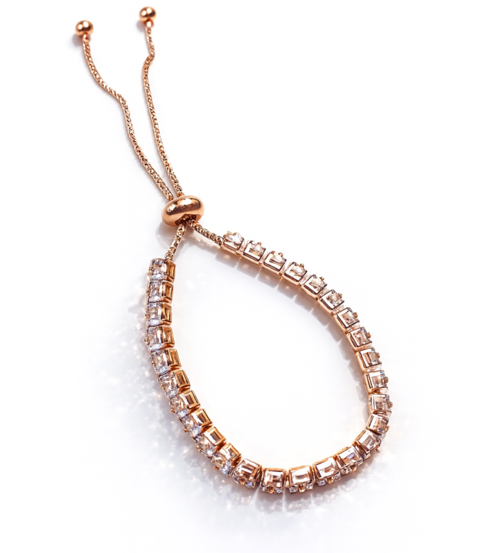 Rose Gold Adjustable Crystal Tennis Bracelet